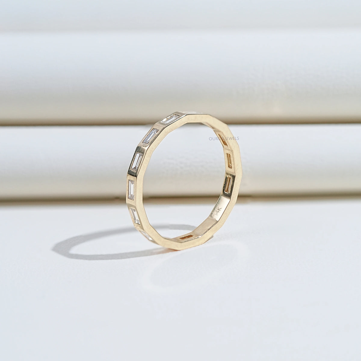 Baguette Cut Flush Set Eternity Wedding Band Rings