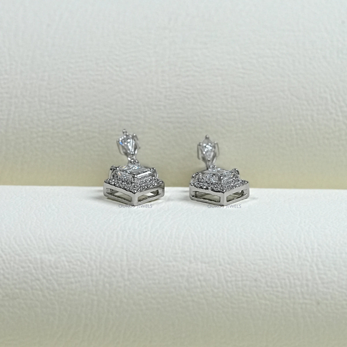 Carre Cut Lab Diamond Dangle Earrings Earring