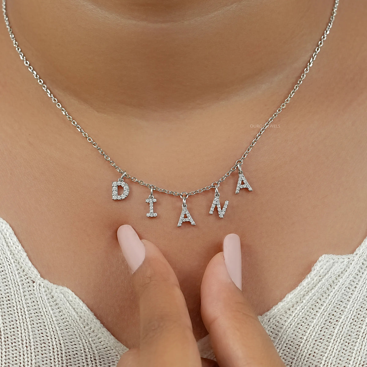DIANA Letter Round Cut Customize Pendant Necklace Necklaces
