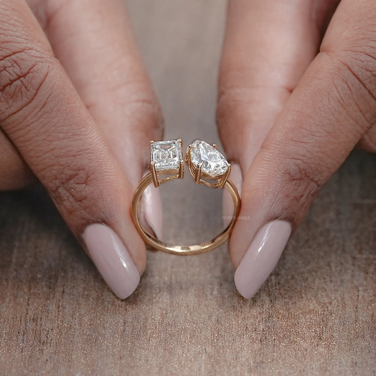 Toi Et Moi Emerald Diamond Engagement Ring Ring