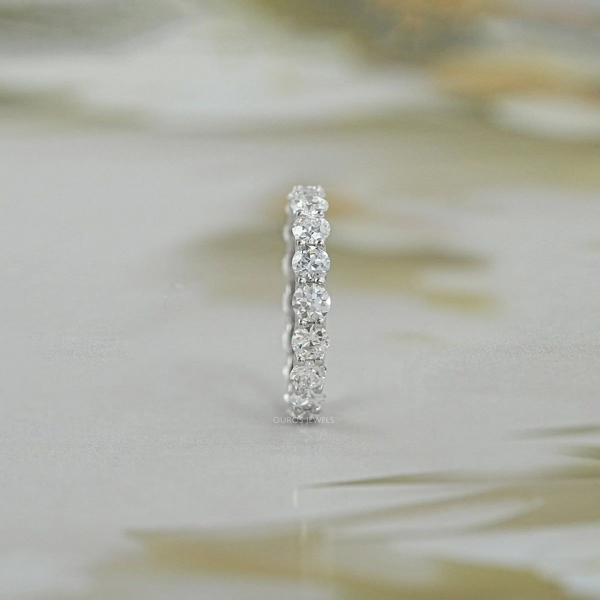 Old European Round Cut Lab Diamond Full Eternity Wedding Band Rings