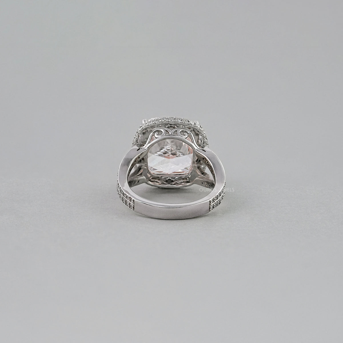 Intense Pink Cushion Lab Diamond Halo Engagement Ring Ring