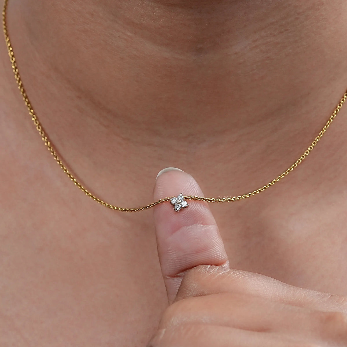 Four Stone Round Cut Lab Diamond Pendant Necklaces