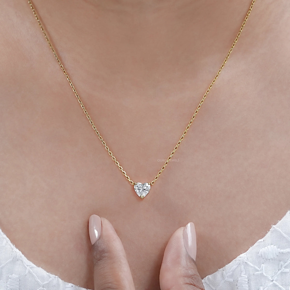 Heart Cut Lab Grown Diamond Solitaire Pendant Necklaces