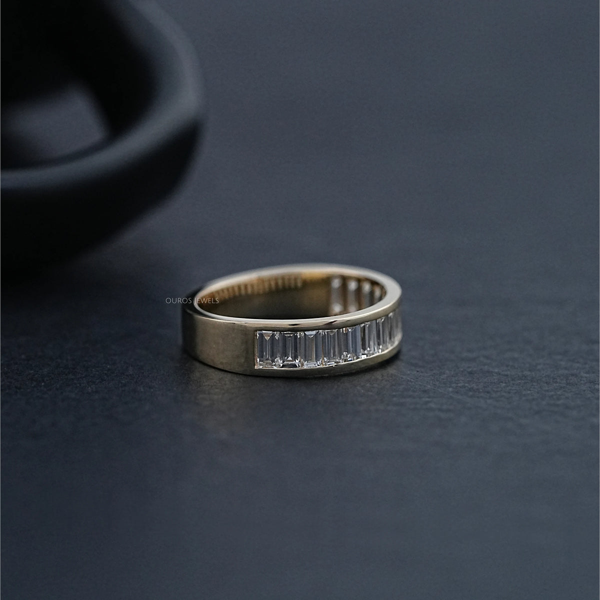 Baguette Diamond Mens Wedding Band Ring