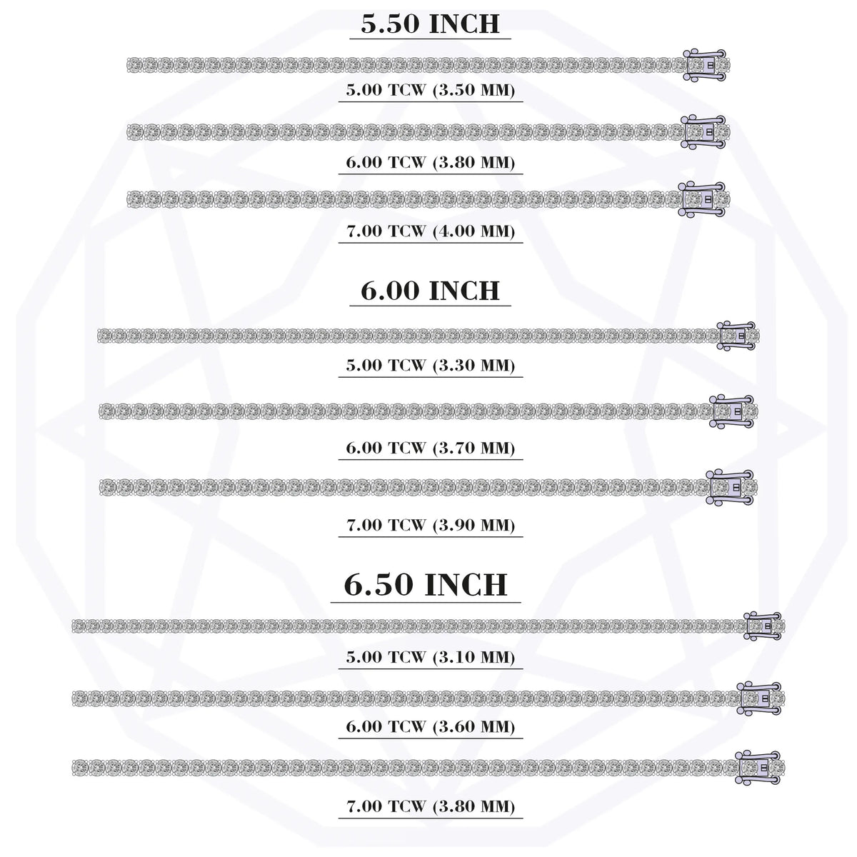 Round Diamond Tennis Bracelet in 5.00 | 6.00 | 7.00 TCW