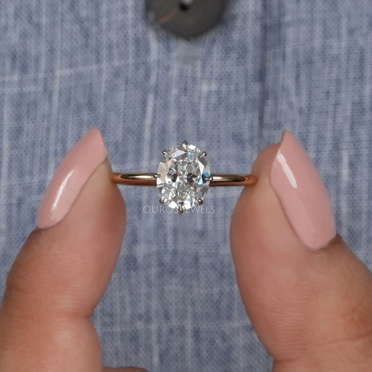 Old Mine Oval Lab Diamond Solitaire Ring Ring