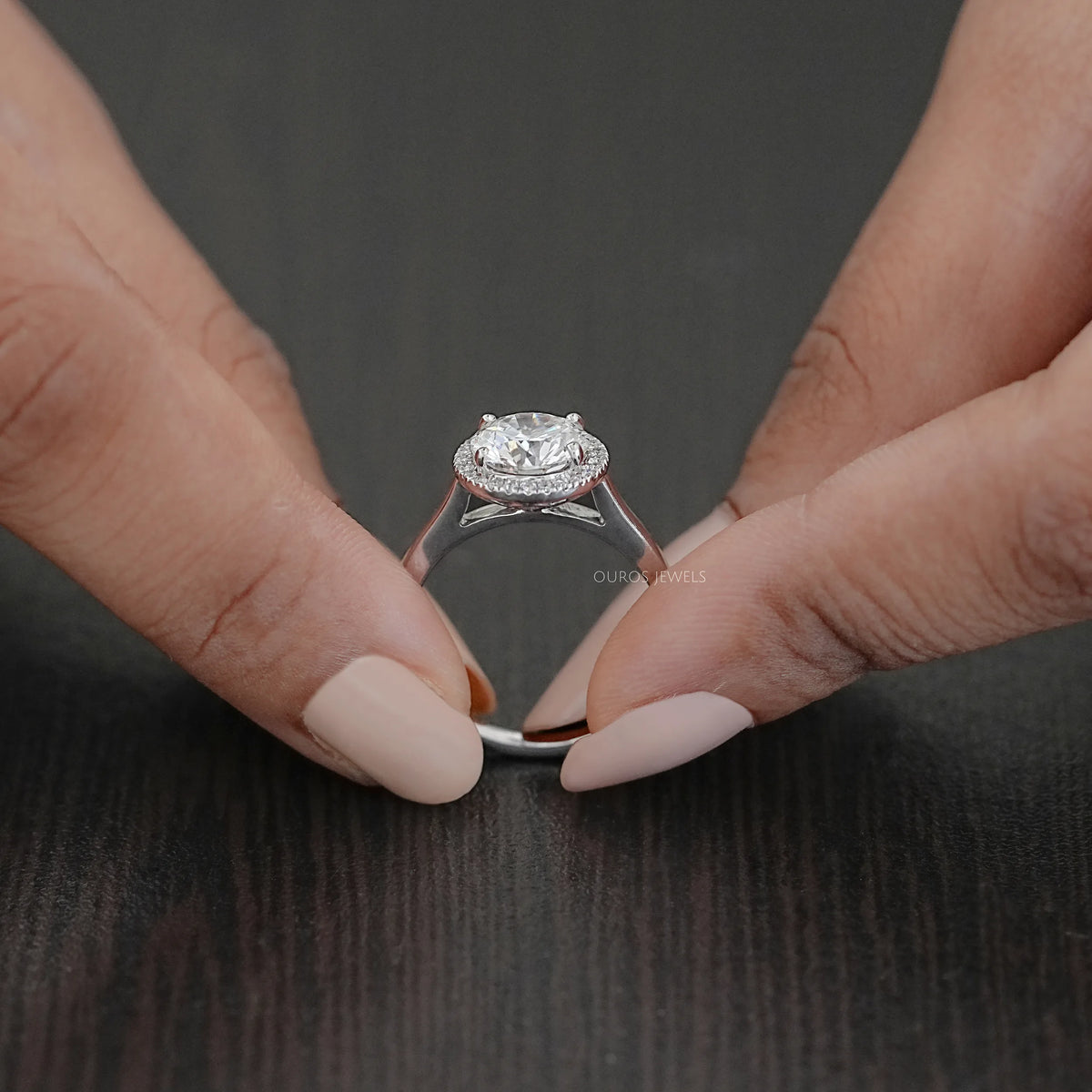 Round Brilliant Cut Halo Diamond Solitaire Engagement Ring Ring