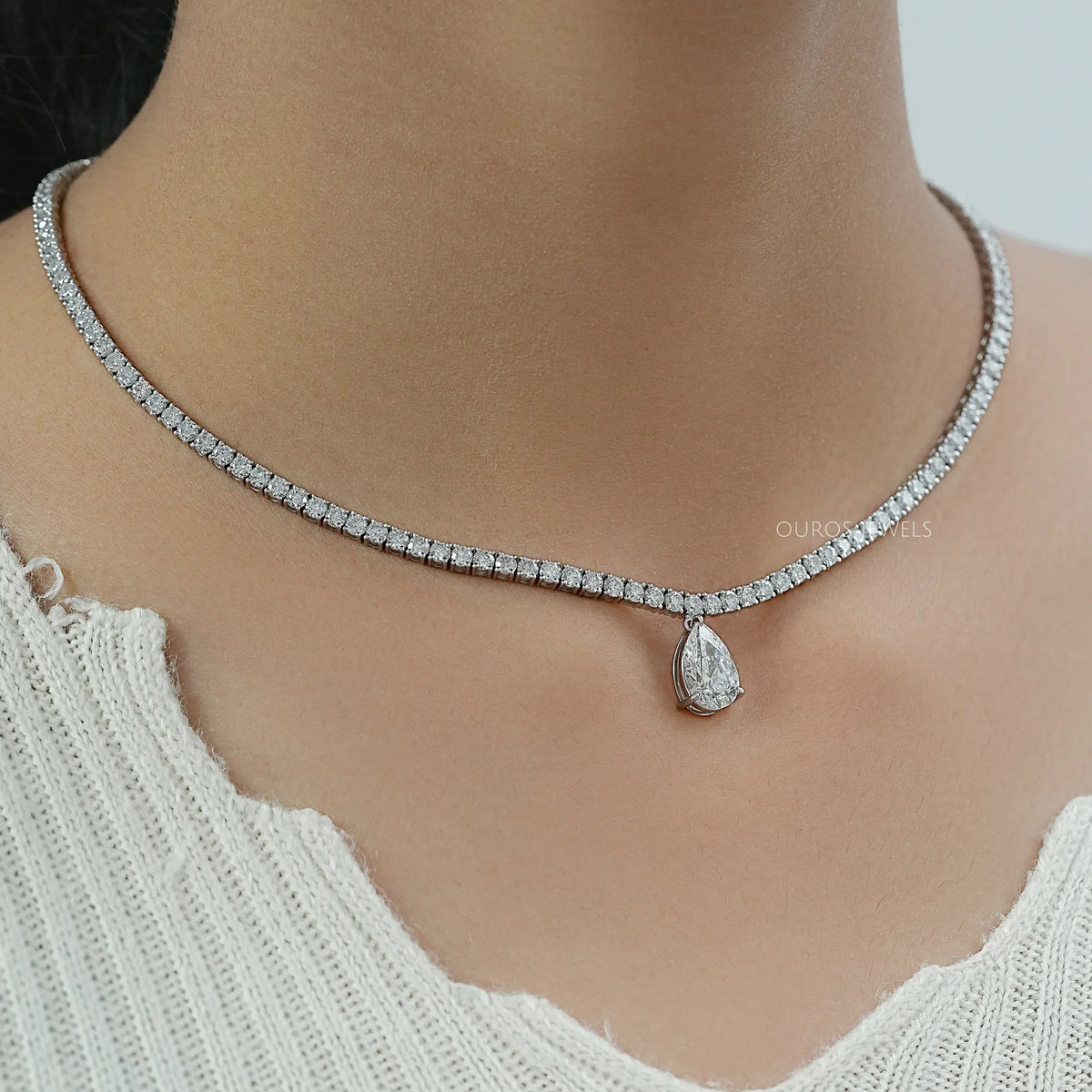 Pear Lab Diamond Tennis Necklace Necklaces