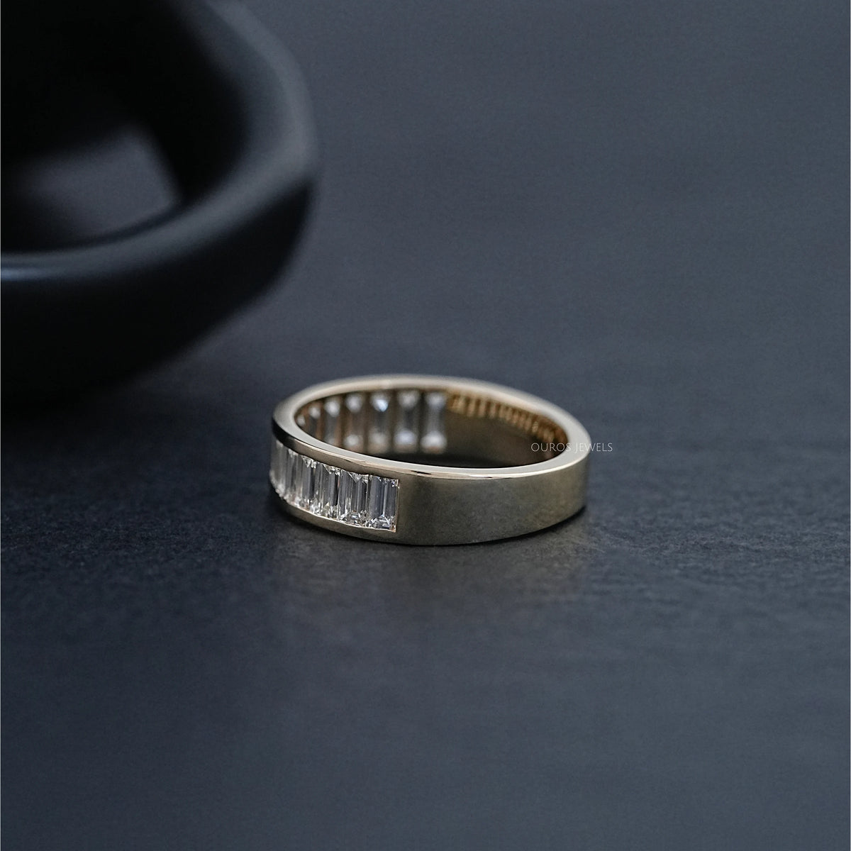Baguette Diamond Mens Wedding Band Ring