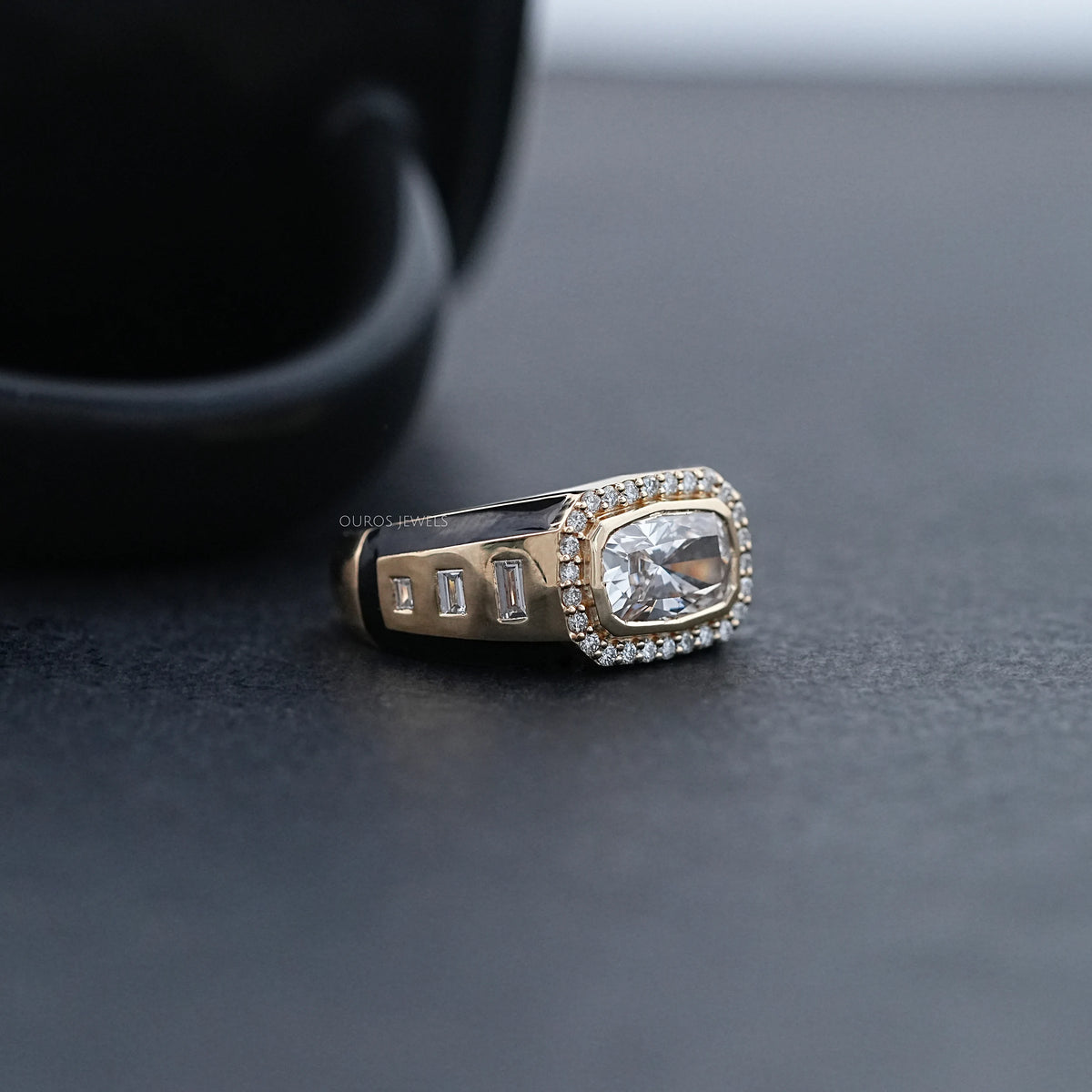 Radiant Lab Diamond Halo Men's Wedding Band Ring