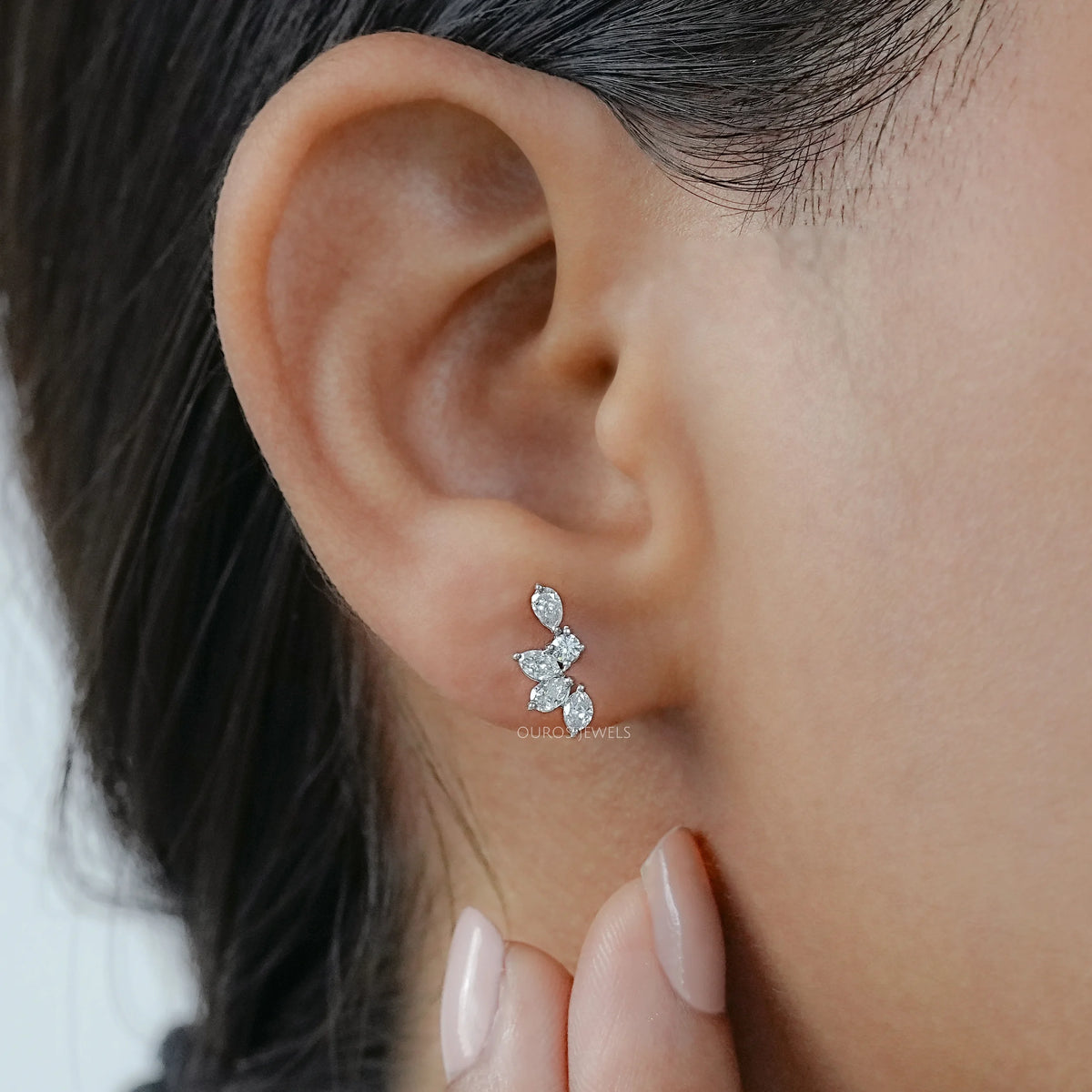Marquise And Pear Lab Grown Diamond Stud Earrings Earrings