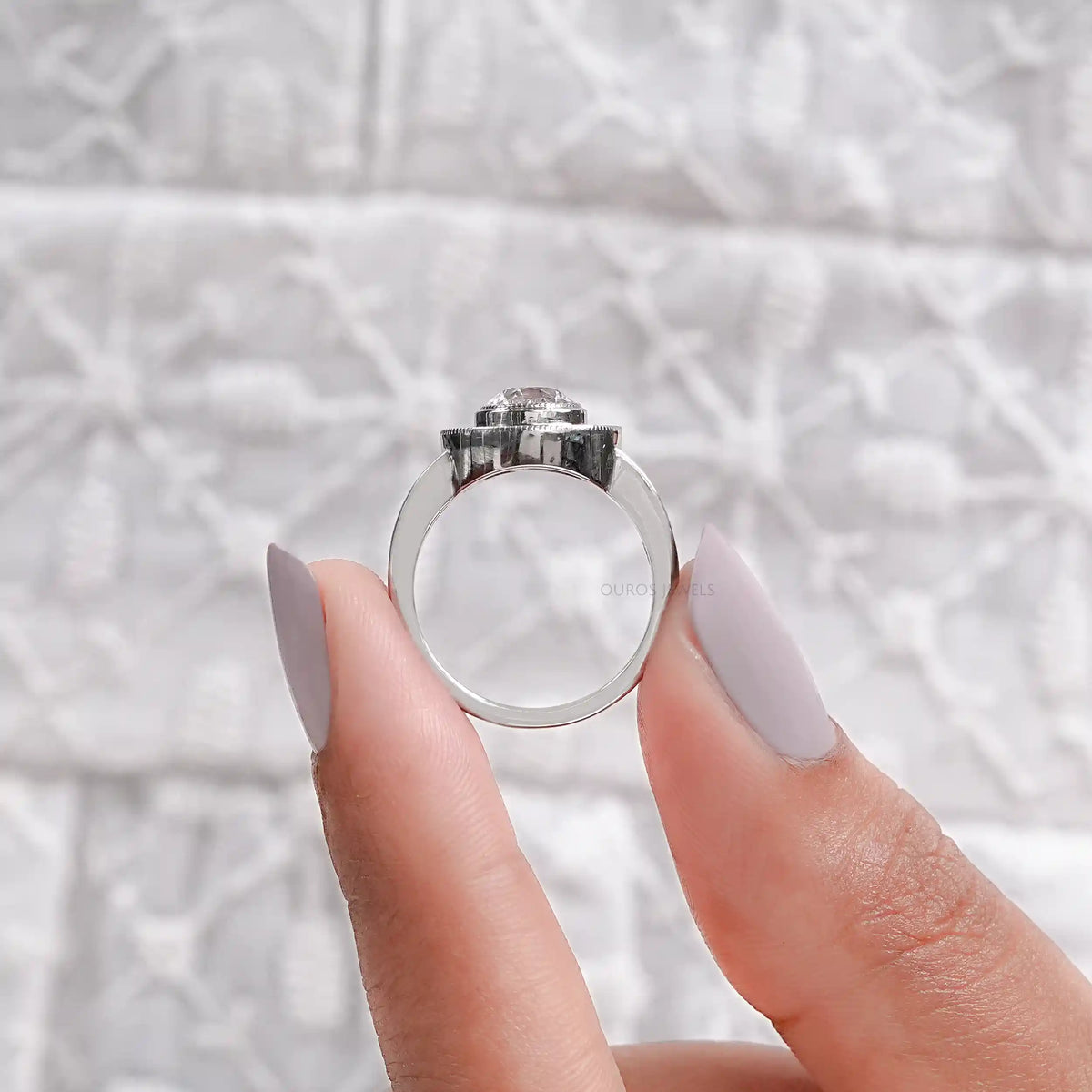 OEC Round Cut Lab Diamond Halo Engagement Ring Ring