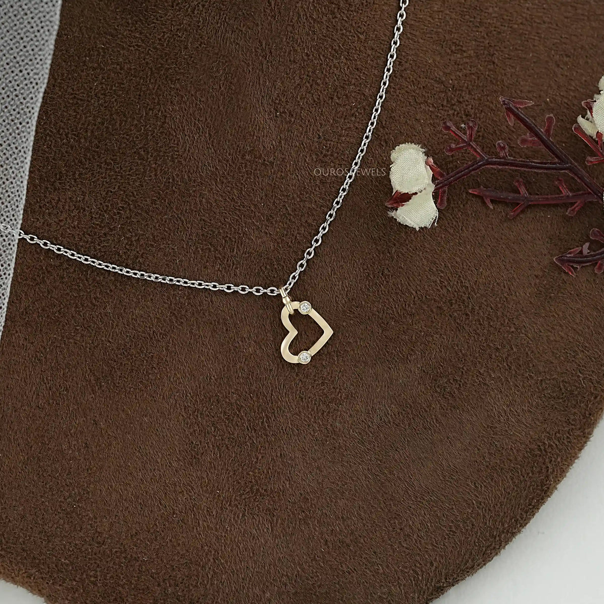 Lab Diamond Open Heart Shape Pendant Necklaces
