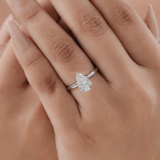 Pear Cut Diamond Solitaire Engagement Ring Rings