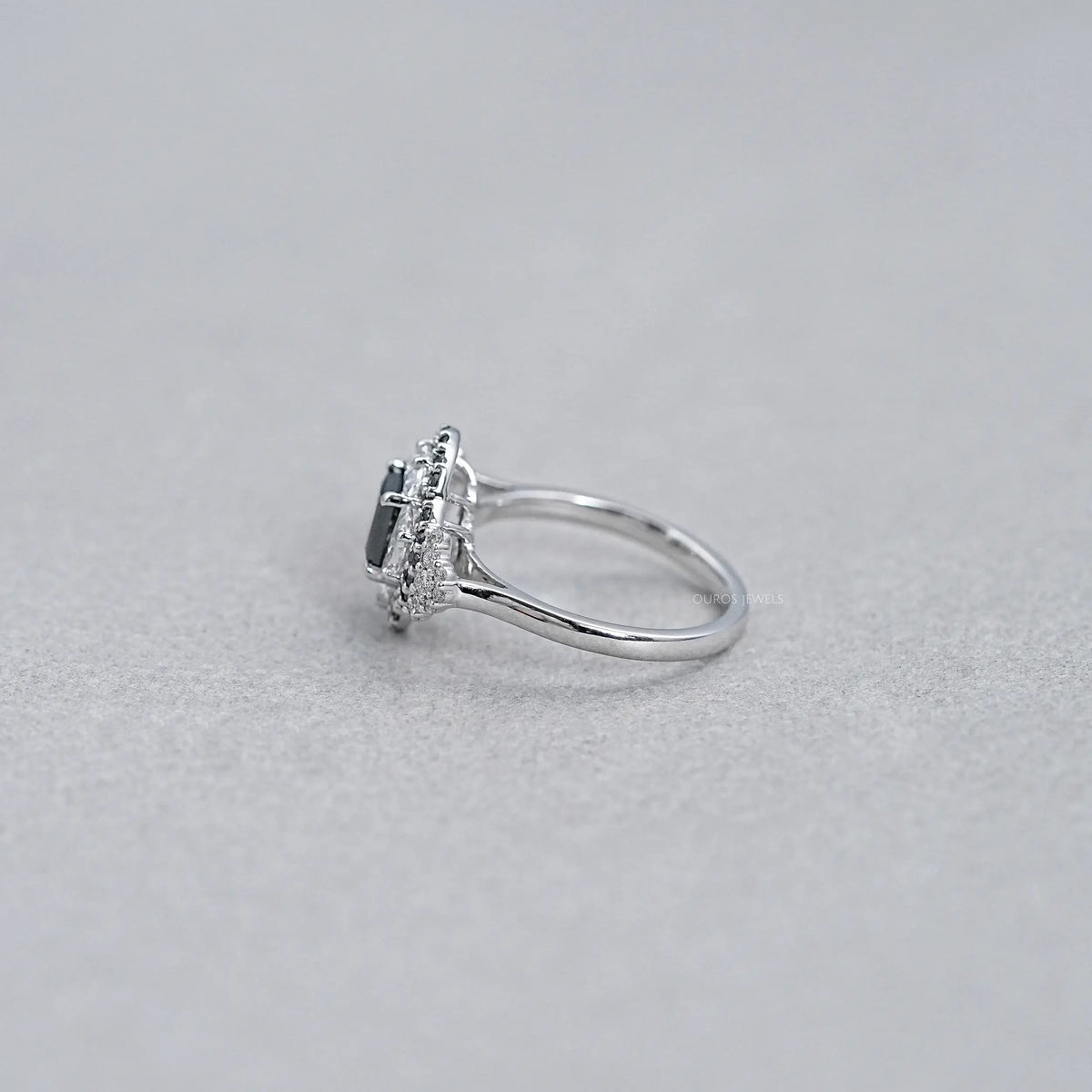 Halo Moon Halo Black Diamond Engagement Ring Rings