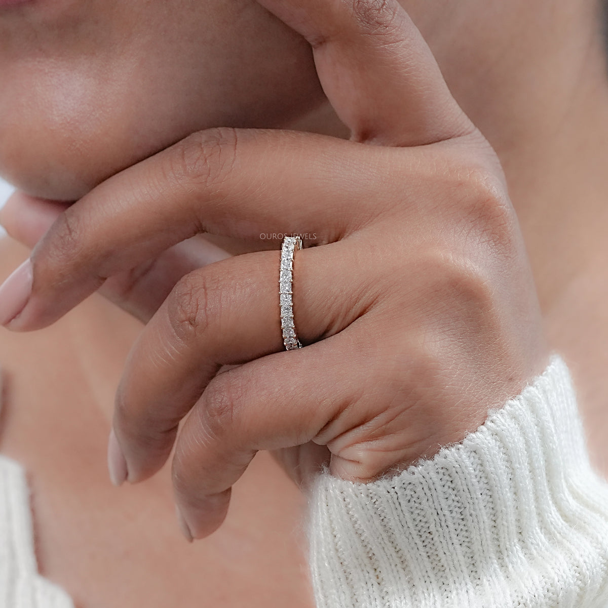 Princess Cut Lab Diamond Full Eternity Band Rings