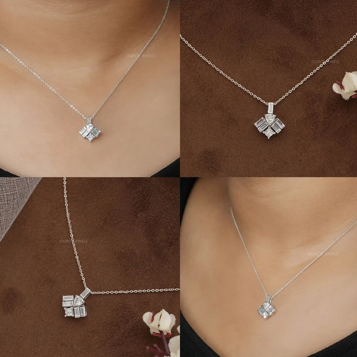 Multi Shape Lab Diamond Pendant Necklaces