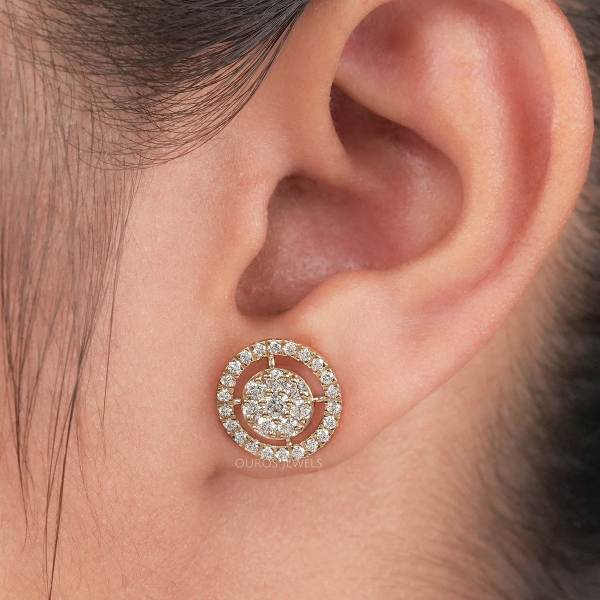 Brilliant Round Cut Lab Diamond Halo Stud Earrings Earring