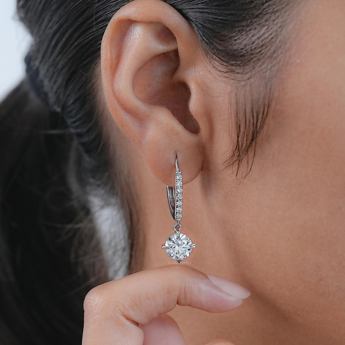 Round Lab Diamond Dangle Earrings Earring