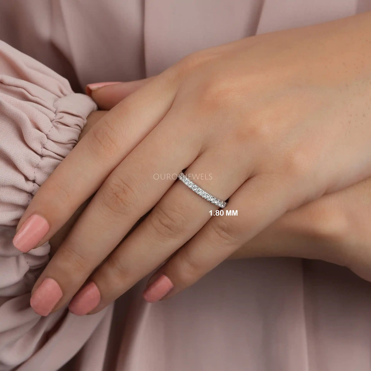 1.80 MM Round Cut Lab Diamond Eternity Wedding Band Ring