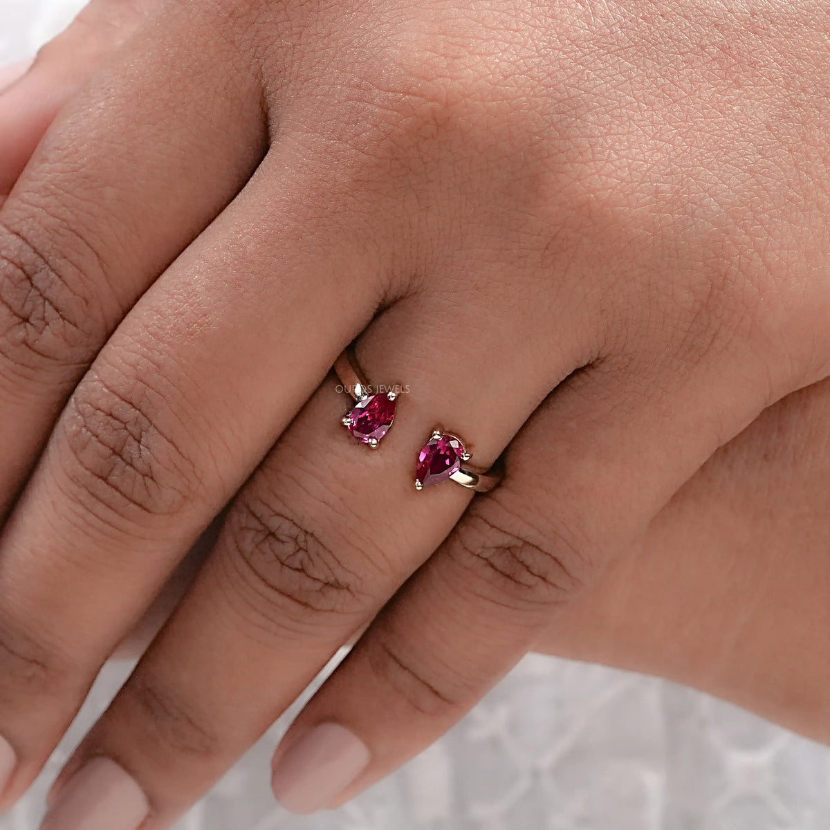 Pear Ruby Gemstone Dainty Ring Ring