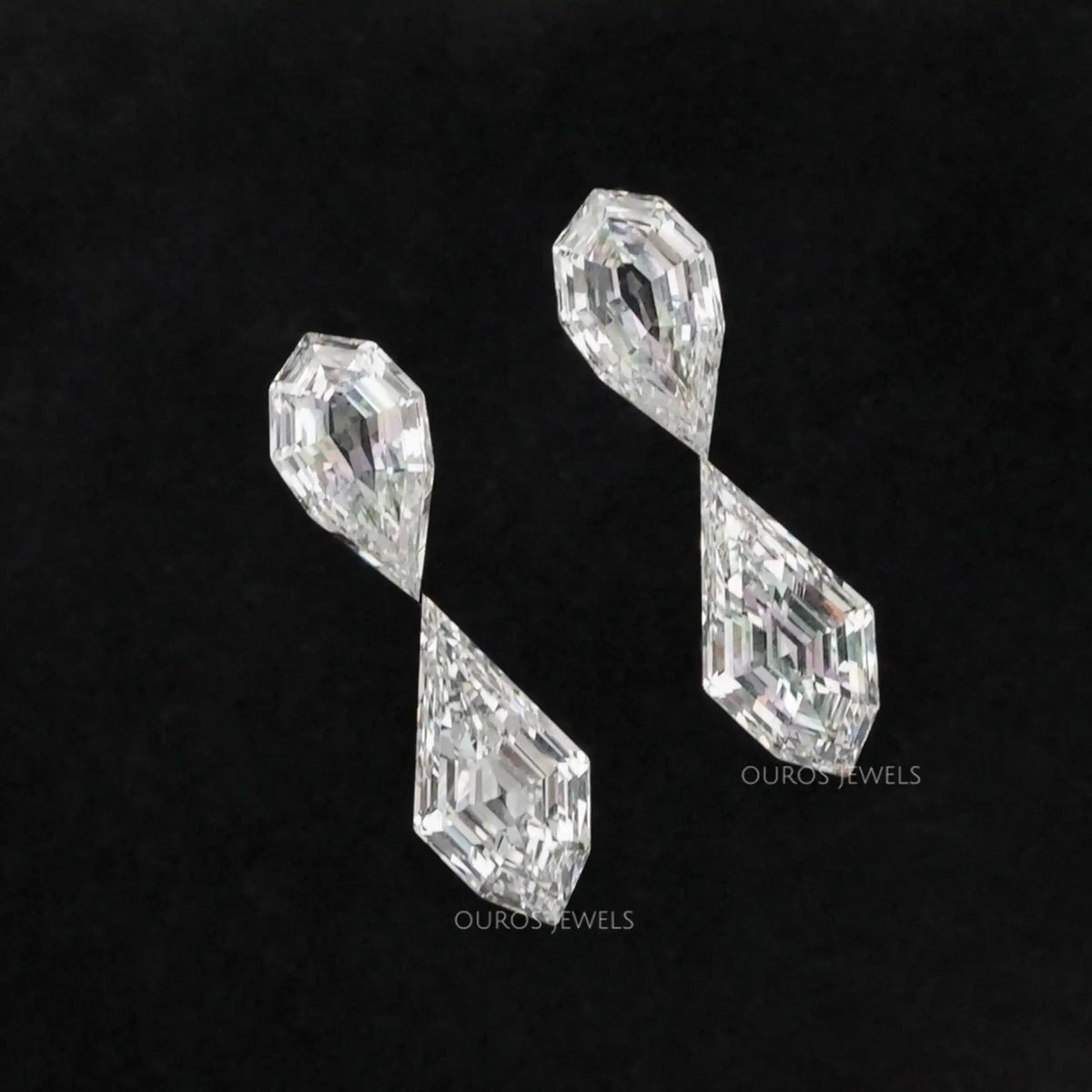 4.15 TCW Step Cut Pear And Kite Diamond Loose Pair