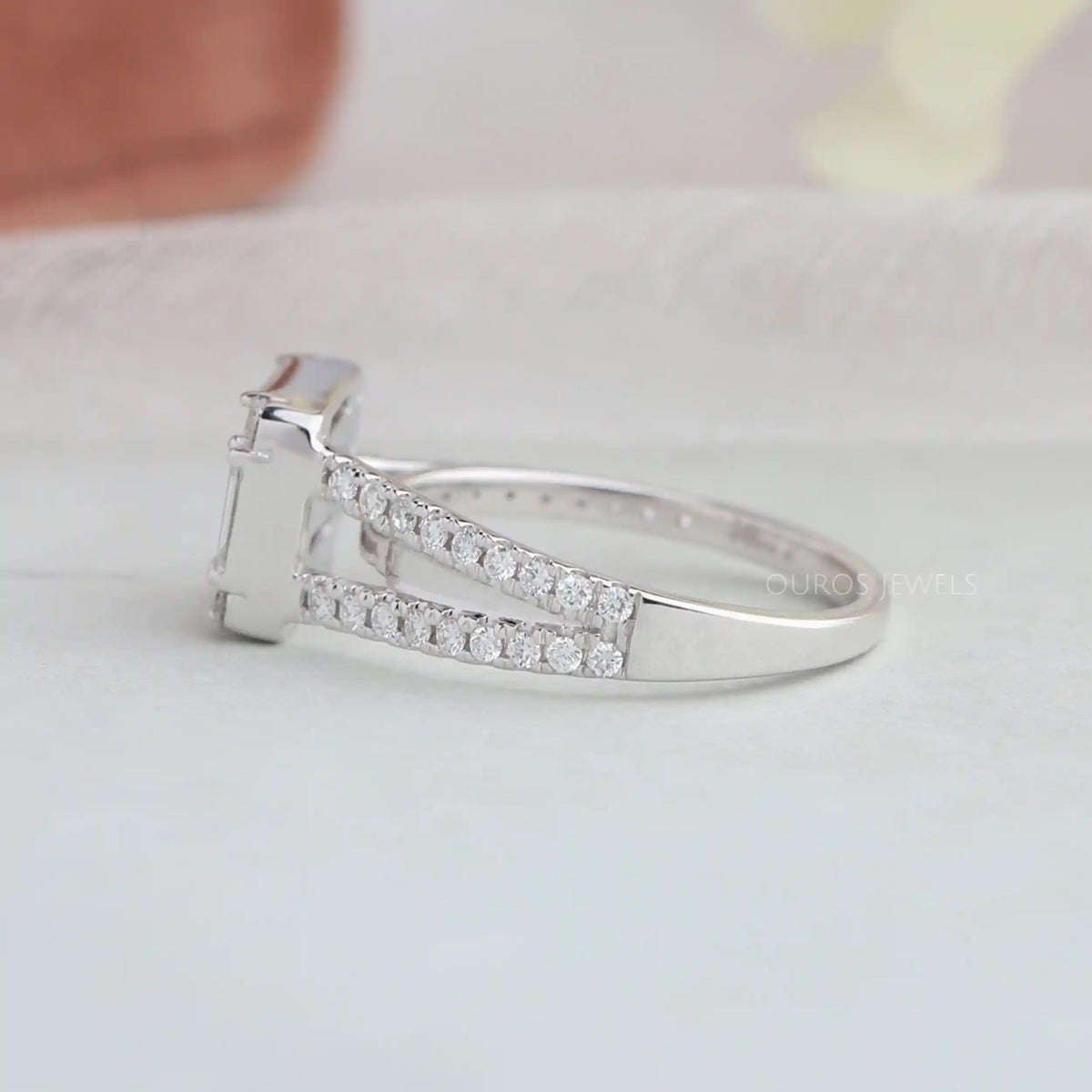 Round and Baguette Cut Lab Grown Diamond Wedding Band