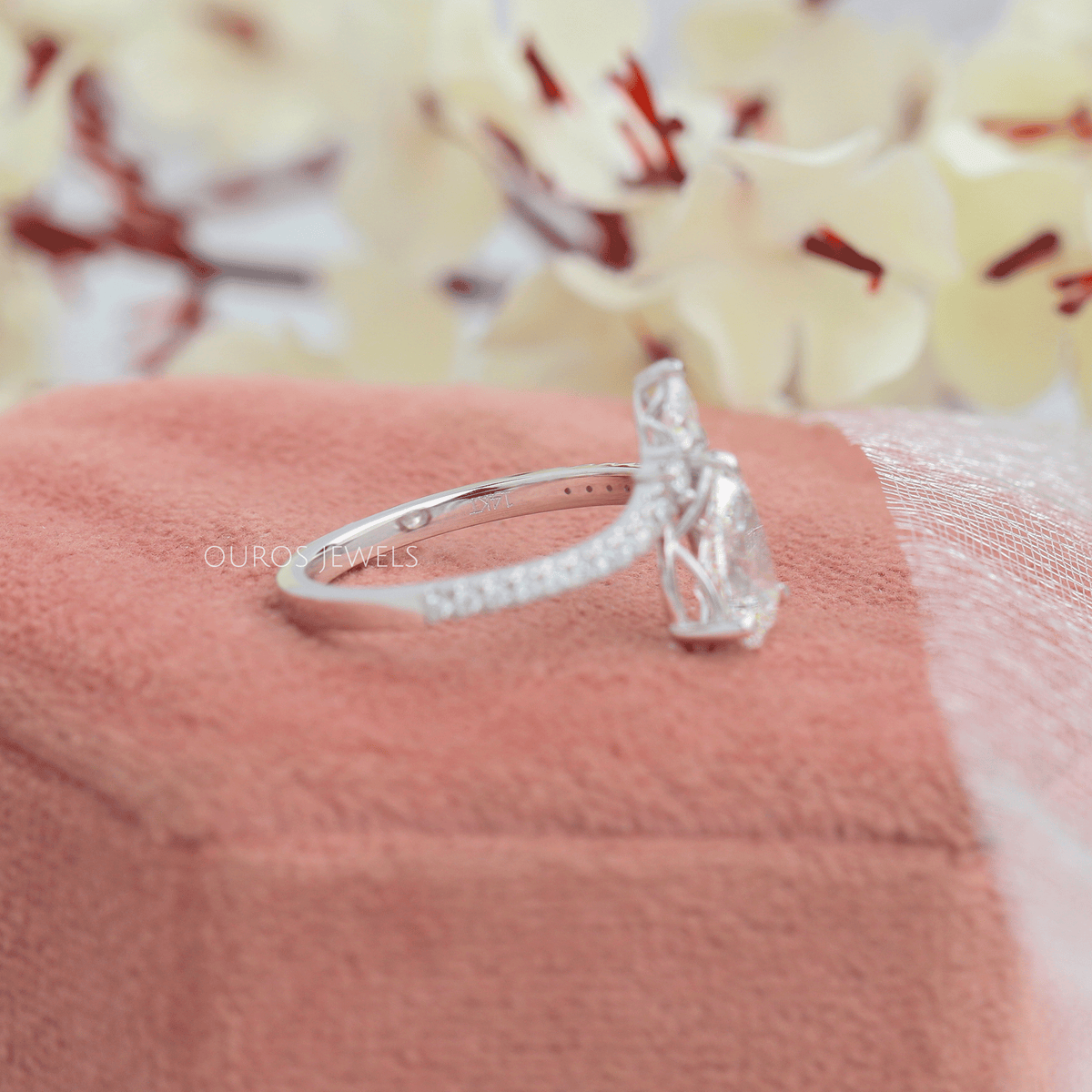 Chevron Shaped Pear Cut Engagement Ring