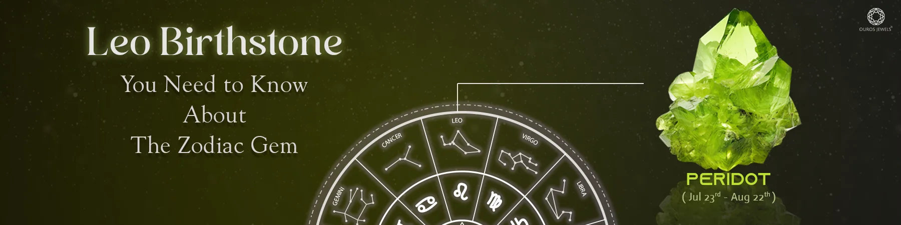 A vibrant green Peridot crystal, the birthstone for Leos