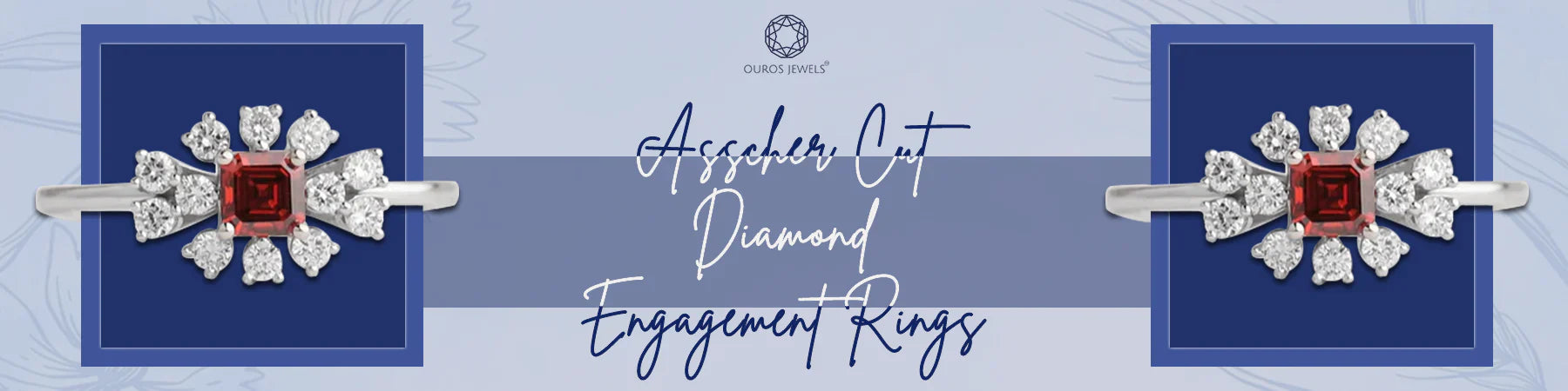 Image Solitaire accent ring in Asscher cut diamond
