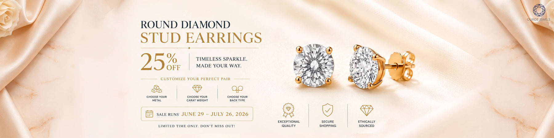 25% off round diamond stud earrings sale
