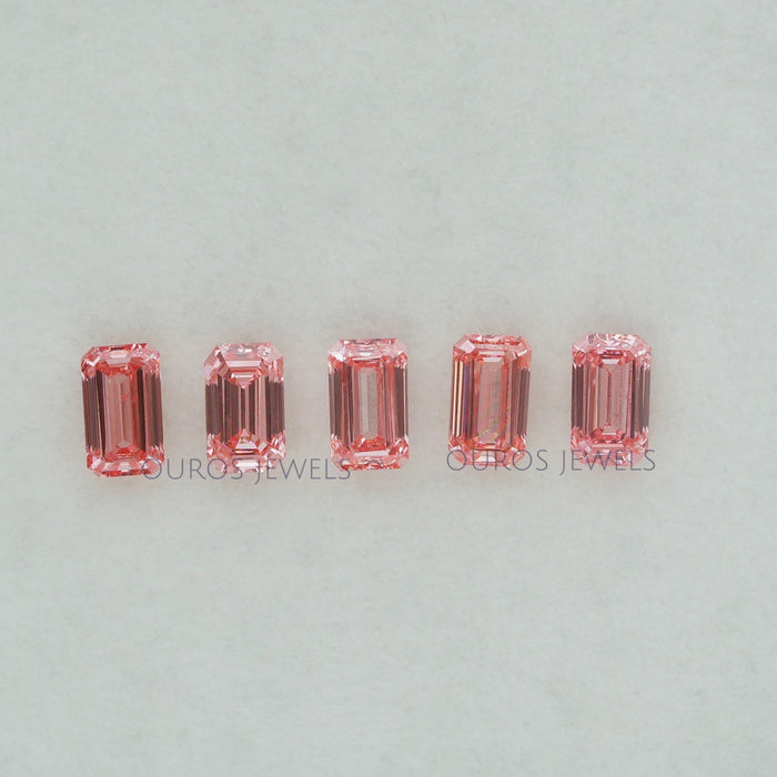 Pink Emerald Cut Lab Grown Diamond Loose