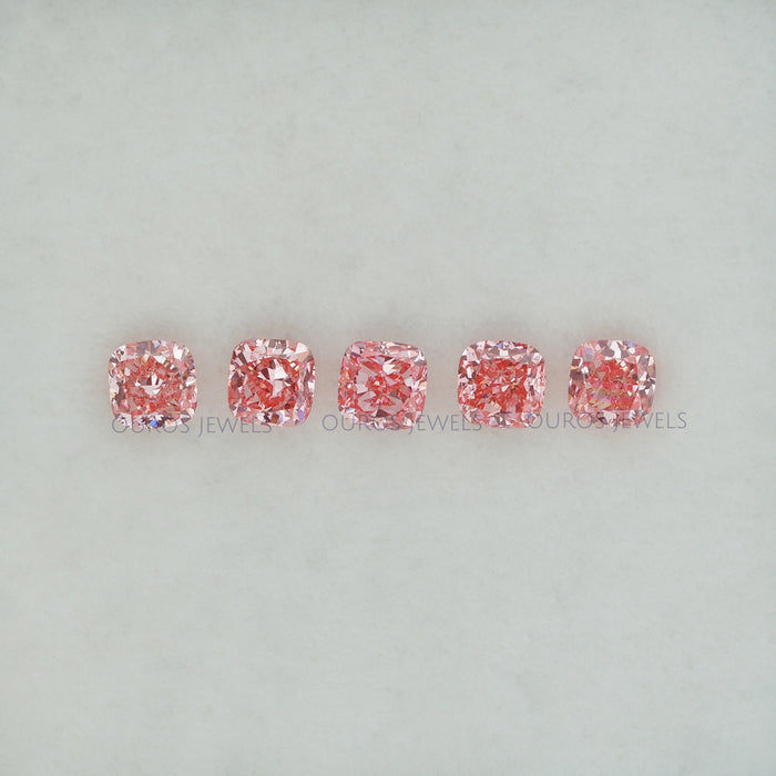 0.25 Carat Each Pink Cushion Cut Lab Grown Diamond Loose