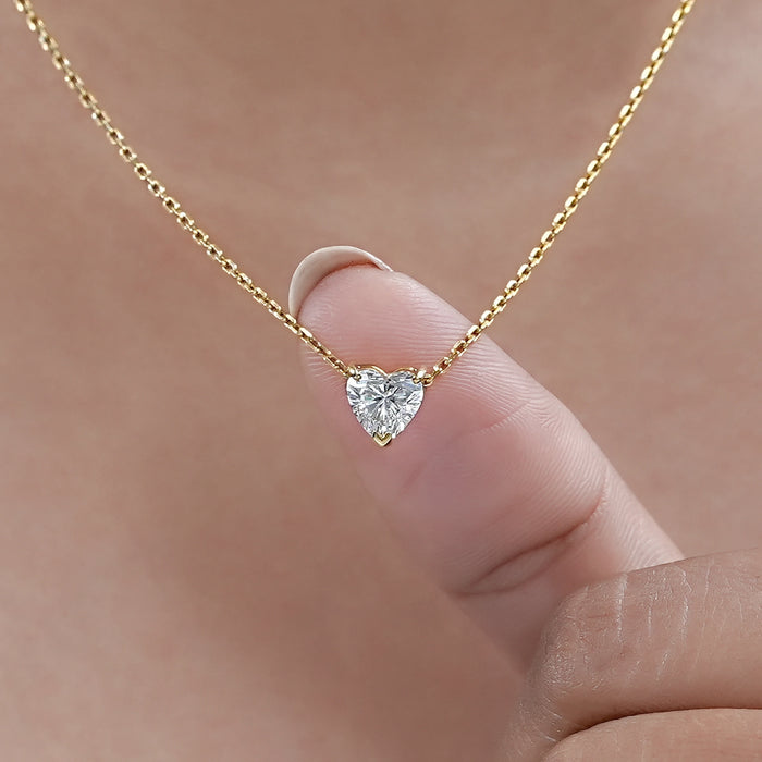 Heart Cut Lab Grown Diamond Solitaire Pendant Necklaces