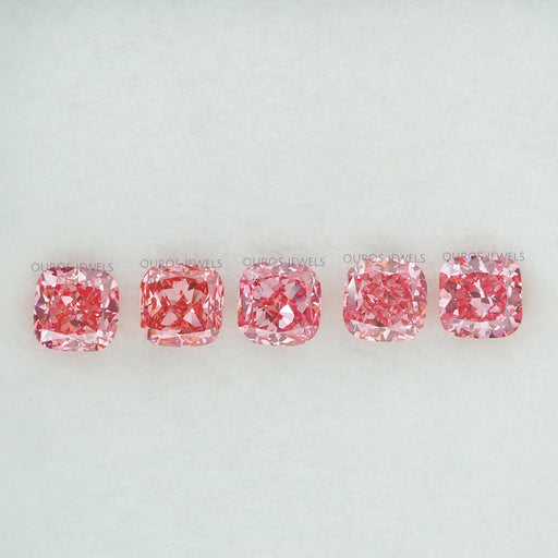 0.42 Carat Each Pink Cushion Cut Lab Grown Diamond Loose