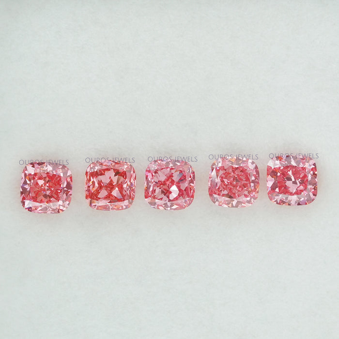 0.42 Carat Each Pink Cushion Cut Lab Grown Diamond Loose