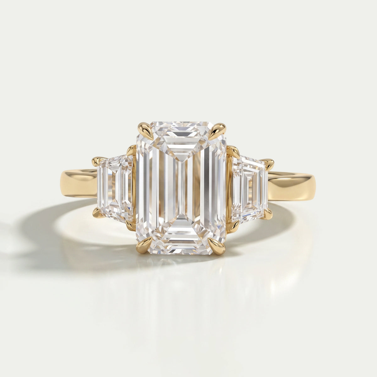 3 Stone Emerald Cut Lab Diamond Engagement Ring Ring