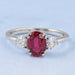 Oval Cut Red Ruby Three Stone Ring Ring