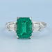 Three-Stone Emerald And Bullet Cut Diamond Ring Ring