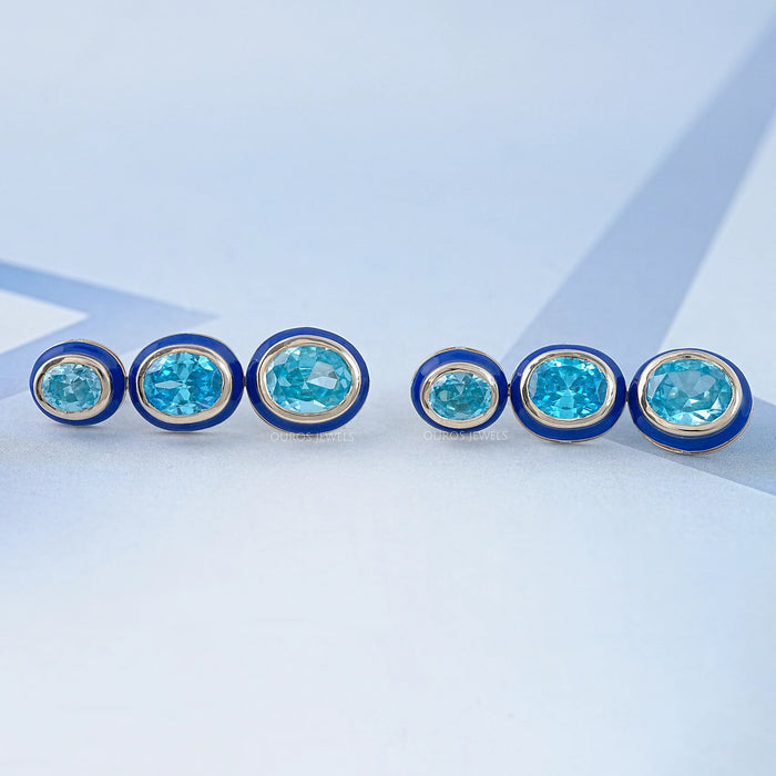 Blue Topaz Oval Gemstone Dangle Earrings Earrings