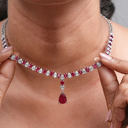 Ruby Gemstone & Lab Grown Diamond Necklace Necklaces