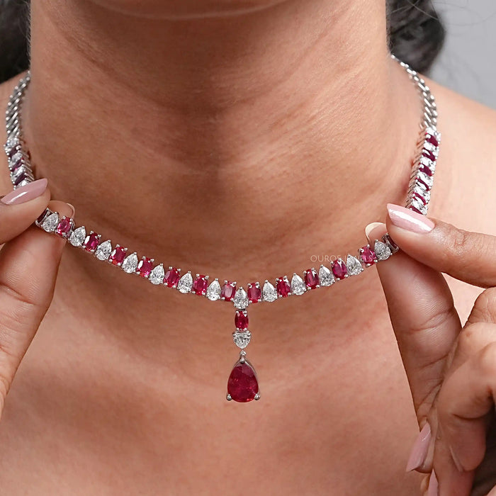 Ruby Gemstone & Lab Grown Diamond Necklace Necklaces