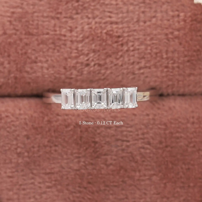 Five & Seven Stone Emerald Cut Lab Grown Diamond Wedding Band 5 Stone Band Rings