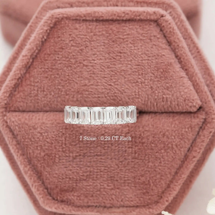 Five & Seven Stone Emerald Cut Lab Grown Diamond Wedding Band 7 Stone Band Rings