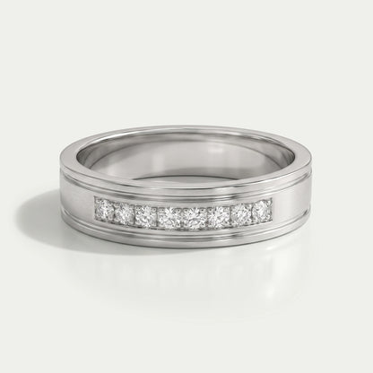 8 Stone Round Diamond Men's Wedding Band Rings