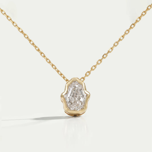 Antique Hamsa Hand Shape Lab Diamond Solitaire Pendant Necklaces