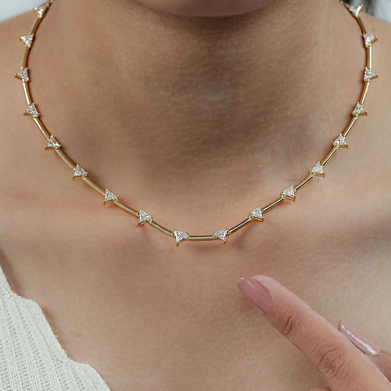 Triangle Cut Bar Chain Necklace