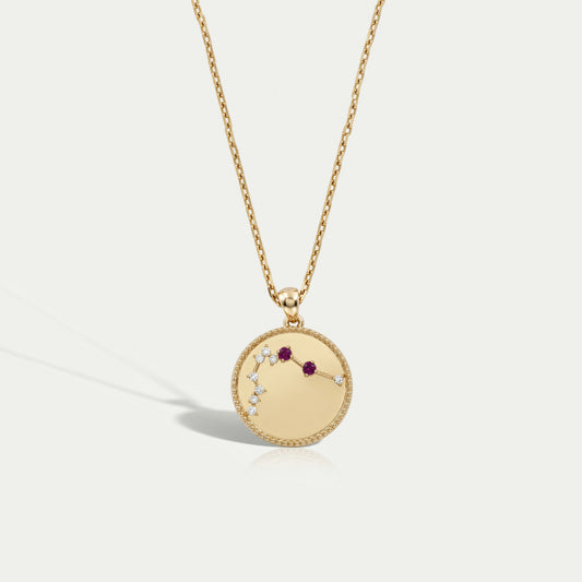 Aquarius Zodiac Ruby Gemstone Pendant