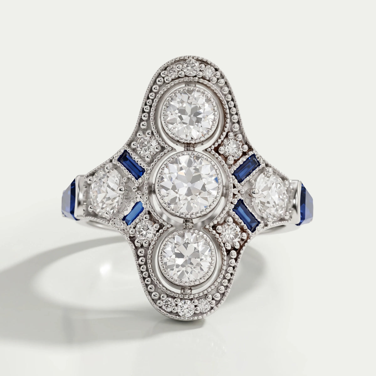 Art Deco Old European Round Cut Engagement Ring Ring